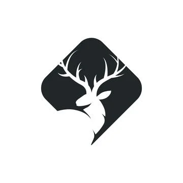 Deer logo design deer hunter concept with black silhouette illustration of .. Stock Illustration