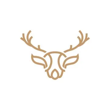 Deer logo design deer hunter concept with black silhouette illustration of .. Stock Illustration