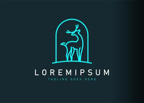 Deer logo design. Icon vector illustration of stand deer portrait. Modern log 스톡 일러스트