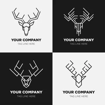 Deer logo icon template collection set design, generic line style Illustrazione stock