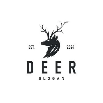 Deer logo silhouette design with simple forest animal deer mascot concept t.. Stock Illustration