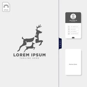 Deer logo template vector illustration, free business card design Stock Illustration