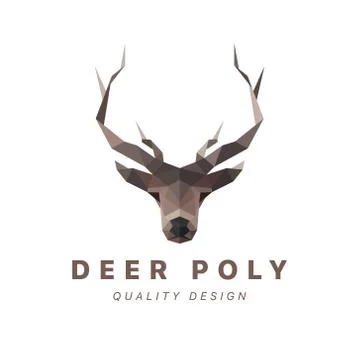 Deer low poly vector illustration polygons horned Stock Illustration