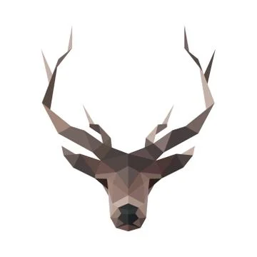 Deer low poly vector illustration polygons horned Stock Illustration