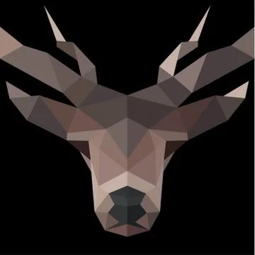 Deer low poly vector illustration polygons horned Stock Illustration