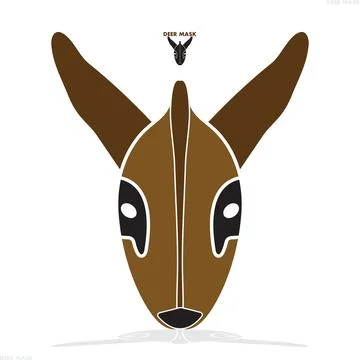 Deer Mask Vector Artwork Design Animal Face Flat Style Illustration Isolated. Ilustración de archivo