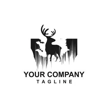 Deer in the mist forest logo and vector illustration Stock Illustration