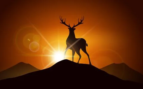 Deer on a Mountain Stock Illustration