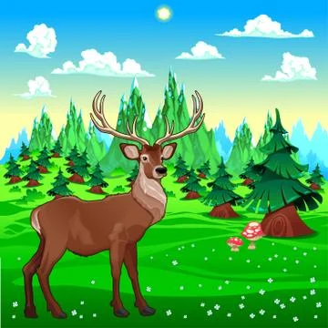 Deer in mountain landscape. Stock-Illustration