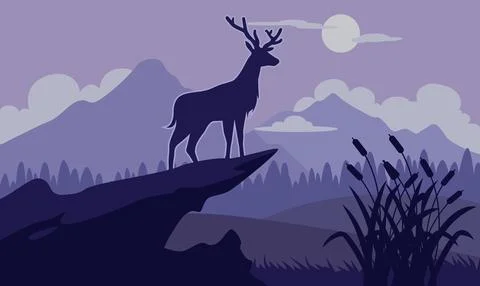 Deer with a natural and mountain Stock Illustration