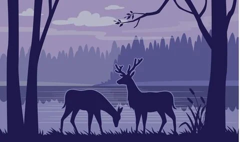 Deer with a natural Stock Illustration