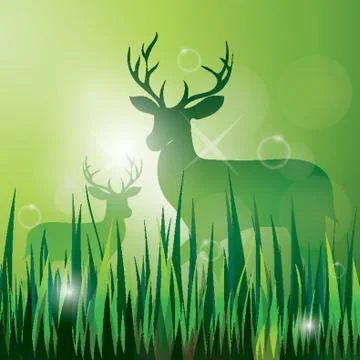 Deer On Nature Background Stock-Illustration