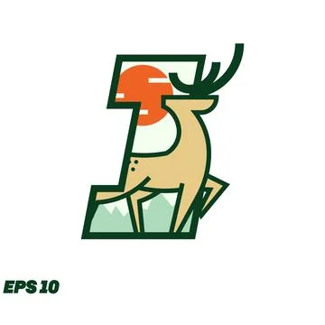 Deer Or Hunting Numeric 1 Stock Illustration