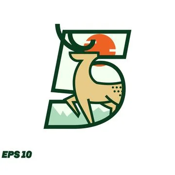Deer Or Hunting Numeric 5 Stock Illustration