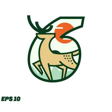 Deer Or Hunting Numeric 6 Stock Illustration