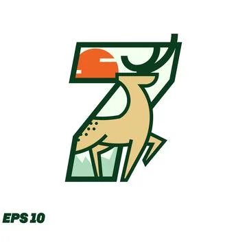 Deer Or Hunting Numeric 7 Stock Illustration