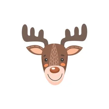 Deer or moose head face mask isolated animal emoji Stock Illustration