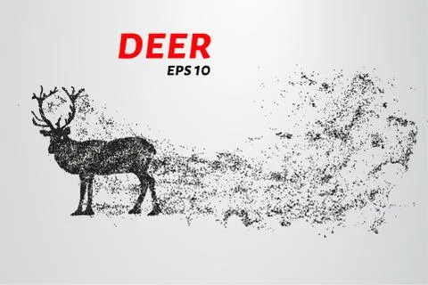 Deer of the particles. The deer consists of small circles and dots. Stock Illustration