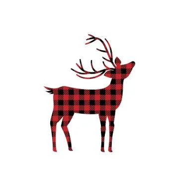 Deer pattern at Buffalo Plaid. Festive background for design and print esp Stock Illustration