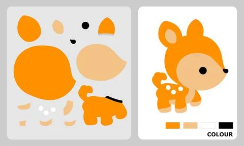 Deer pattern for paper or felt crafts. Vector illustration Stock Illustration