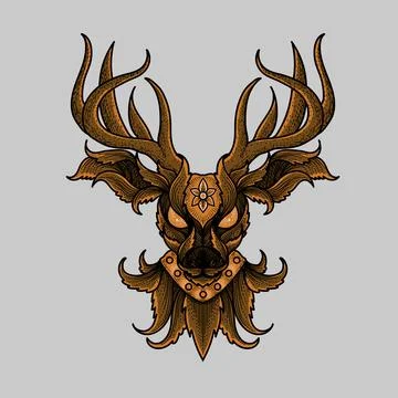 Deer pattern T-shirt printing vector Ilustração Stock
