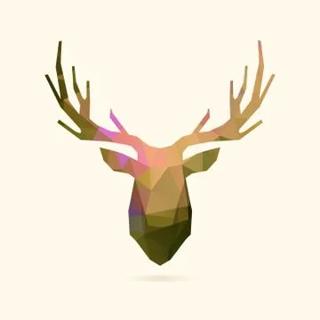 Deer portrait color poly Stock Illustration