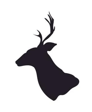 Deer portrait silhouette, vector Illustrazione stock