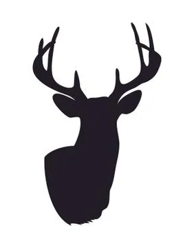Deer portrait silhouette, vector Stock Illustration