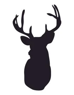 Deer portrait silhouette, vector Stock Illustration