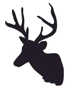 Deer portrait silhouette, vector Illustrazione stock