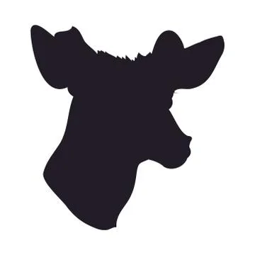 Deer portrait silhouette, vector Stock Illustration