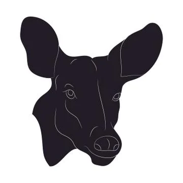 Deer portrait silhouette, vector Stock Illustration