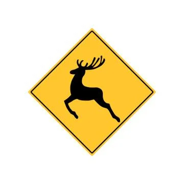 Deer Road Sign Warning Stock Illustration