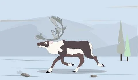 Deer running in the mountains Stock Illustration