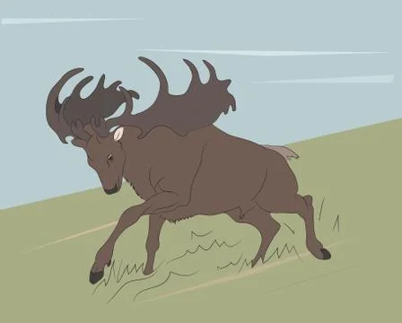 Deer running in the mountains Stock-Illustration