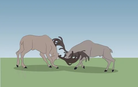 Deer running in the mountains Stock Illustration