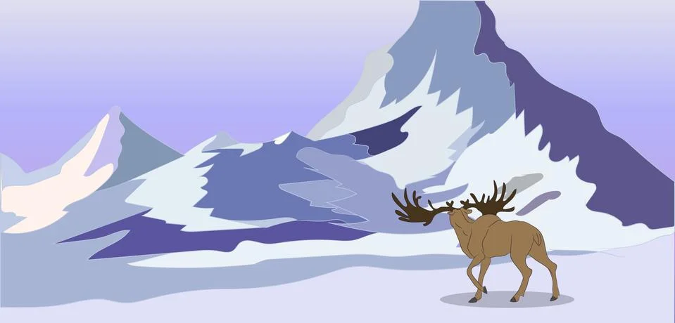 Deer running in the mountains Stock Illustration