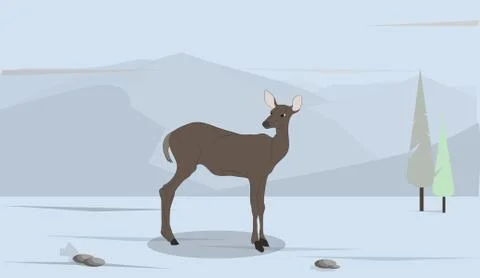 Deer running in the mountains Stock-Illustration