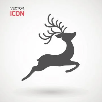 Deer running silhouette , Reinder icon design for Xmas cards, banners and fly Stock Illustration