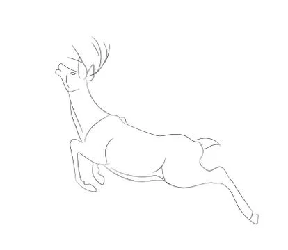 Deer running, vector lines Illustrazione stock