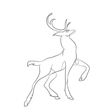 Deer running, vector lines Illustrazione stock