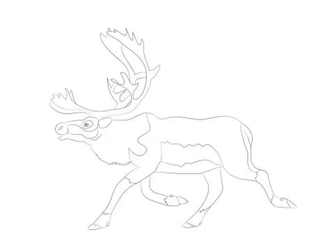 Deer running, vector lines Stock Illustration