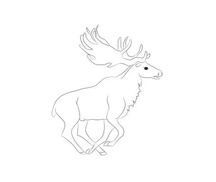 Deer running, vector lines Illustrazione stock