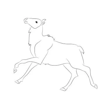 Deer running, vector lines Illustrazione stock