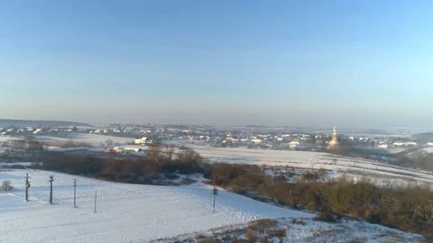 Deer Running Winter Time on a Field Migrating Drone Aerial Shot Stock Footage 139717068
