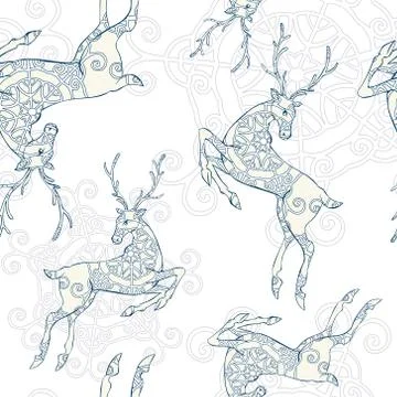 Deer seamless pattern Illustrazione stock
