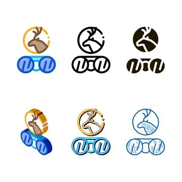 Deer set binoculars icon vector outline 库存插图