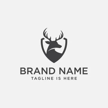 Deer shield icon, deer logo design, deer head Stock Illustration