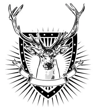 Deer shield Stock Illustration