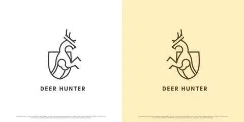 Deer shield secure guard royal crest logo design illustration. Stock Illustration